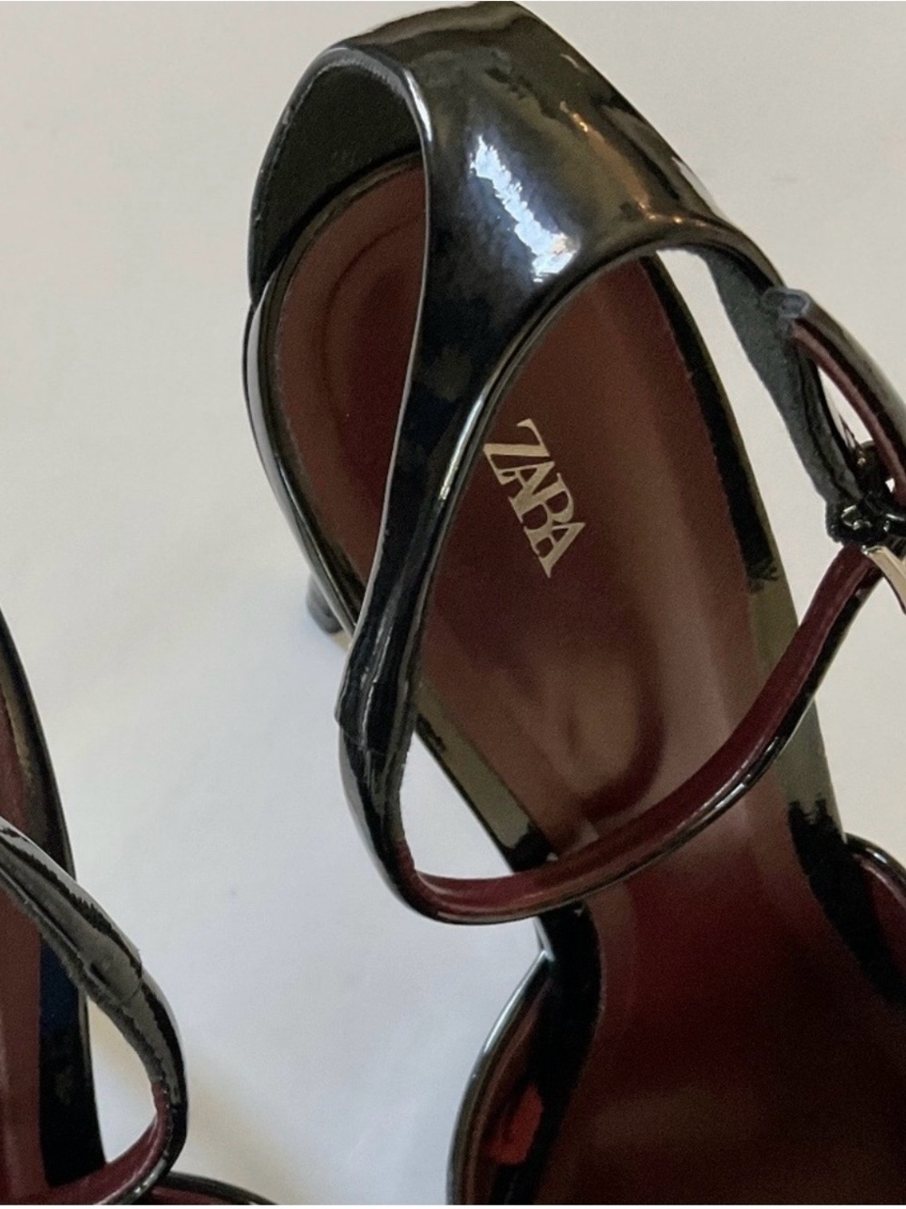 Zara Black Patent Pointed-Toe Ankle-Strap Stiletto - Picture 6 of 11